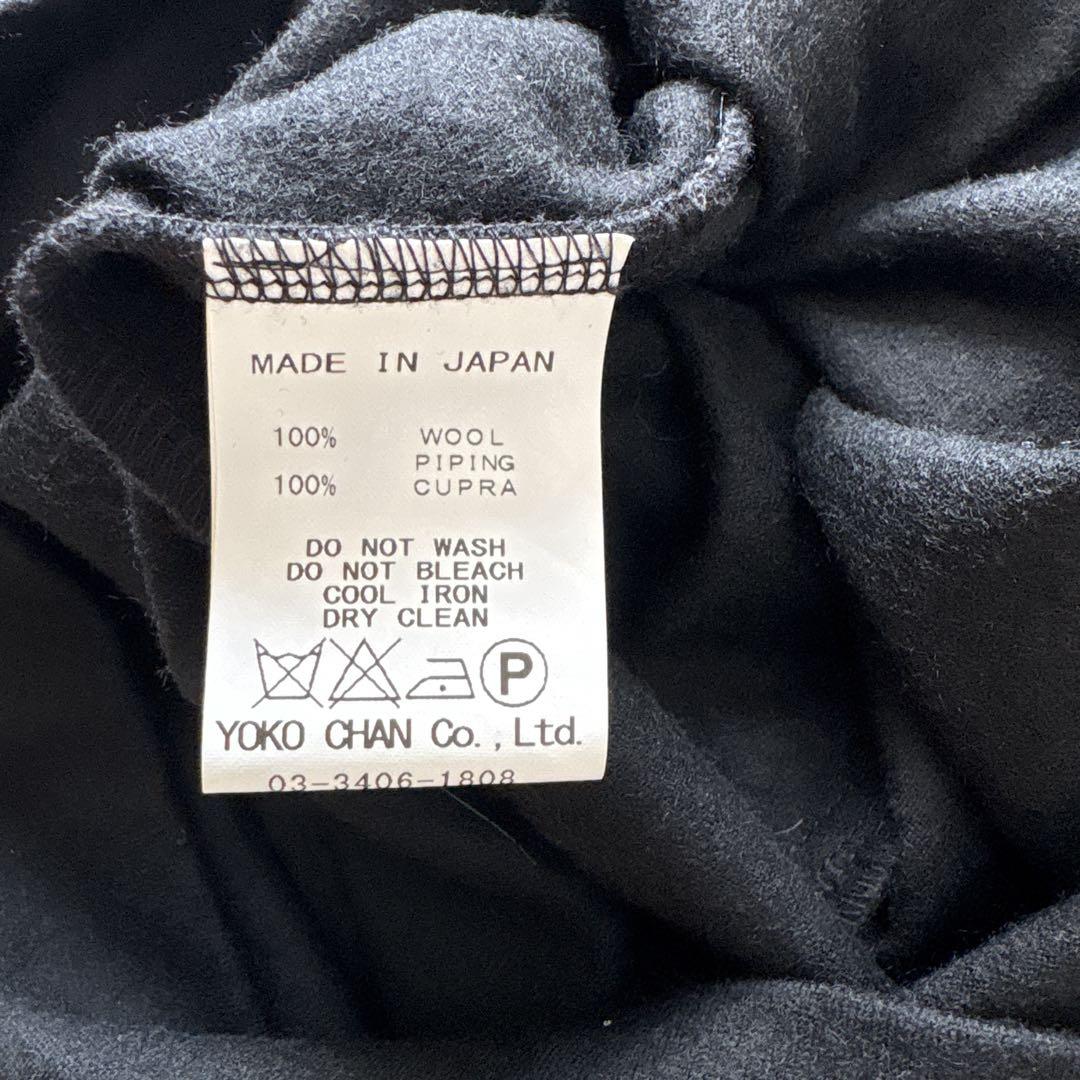 縮絨】美品 YOKO CHAN 膝丈ワンピース38 黒 ウール Vネック