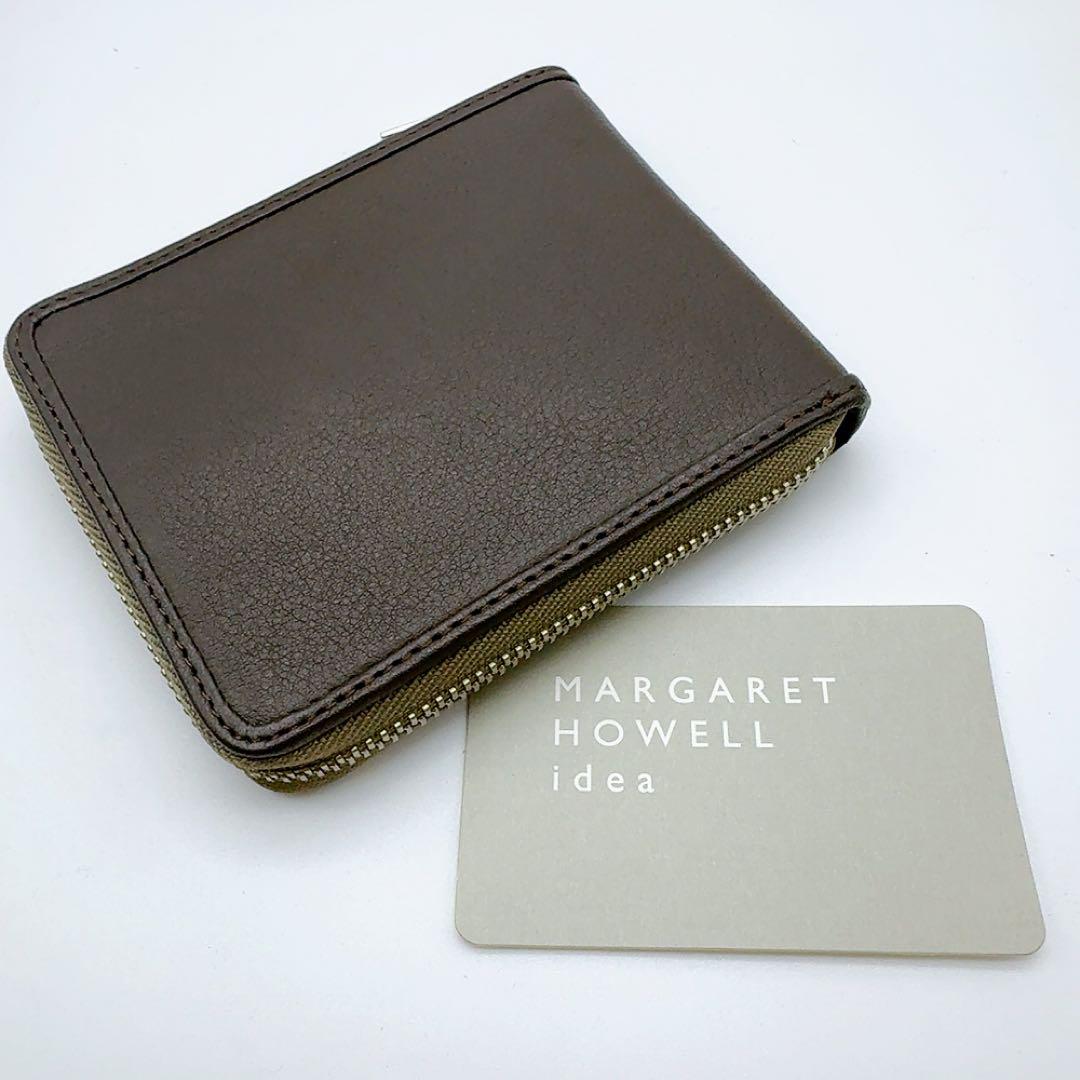 マーガレットハウエルアイデア 二つ折り財布 ラウンドジップ 茶 新品 レザー本革