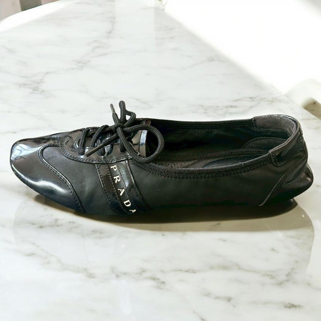 靴 PRADA SPORT Logo flat shoes BLACK