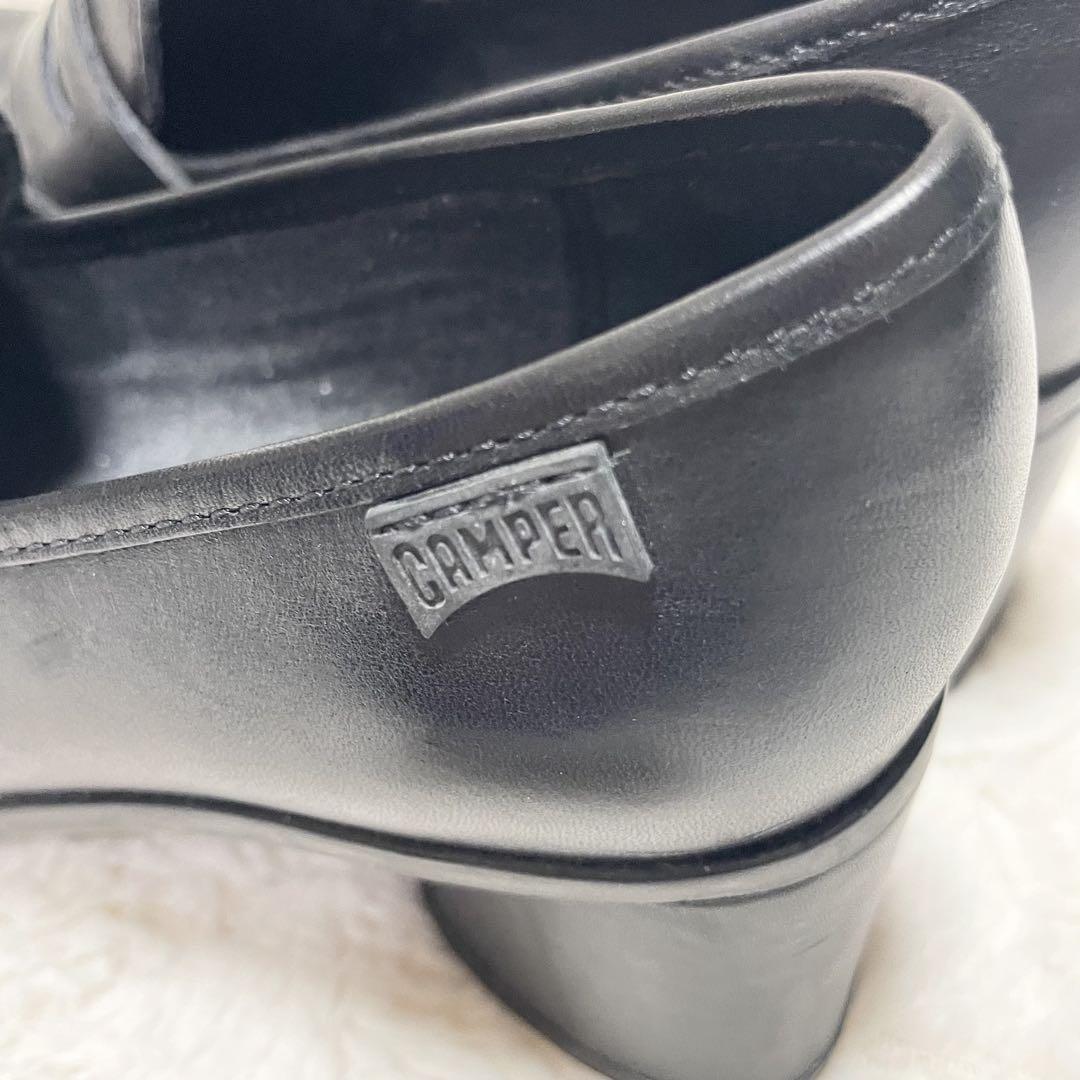CAMPER 黒 レザー ローファー 23.5相当　パンプス　スクエア　ブラック