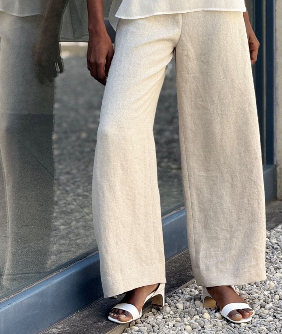 【新品未使用】ビアズリー リネンワイドパンツ