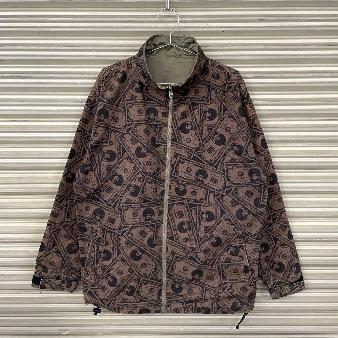 00s hiphop ギミック リップストップ リバーシブルジャケット ドル柄