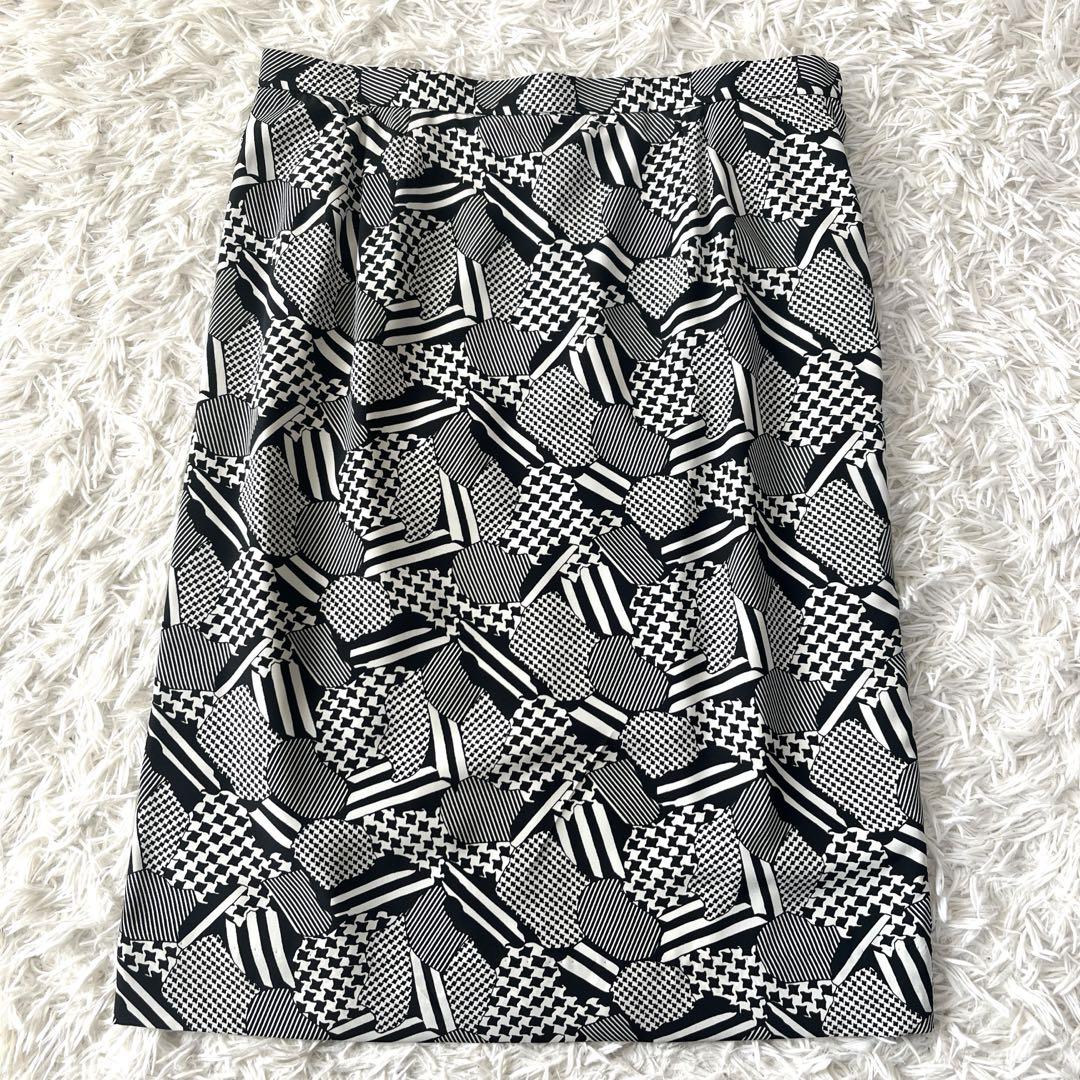極美品☆ レリアン　総柄シフォンセットアップ　カシュクールブラウス　千鳥　13号