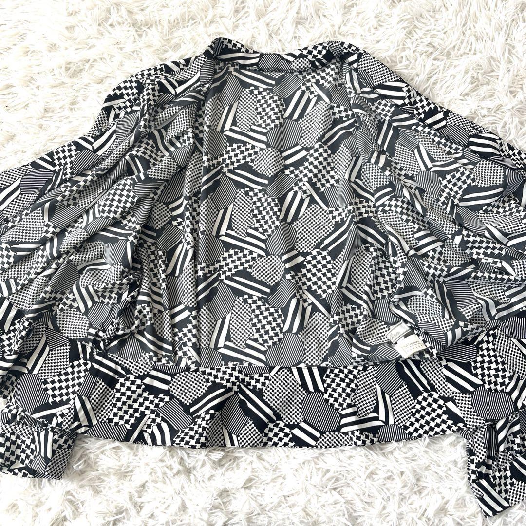極美品☆ レリアン　総柄シフォンセットアップ　カシュクールブラウス　千鳥　13号