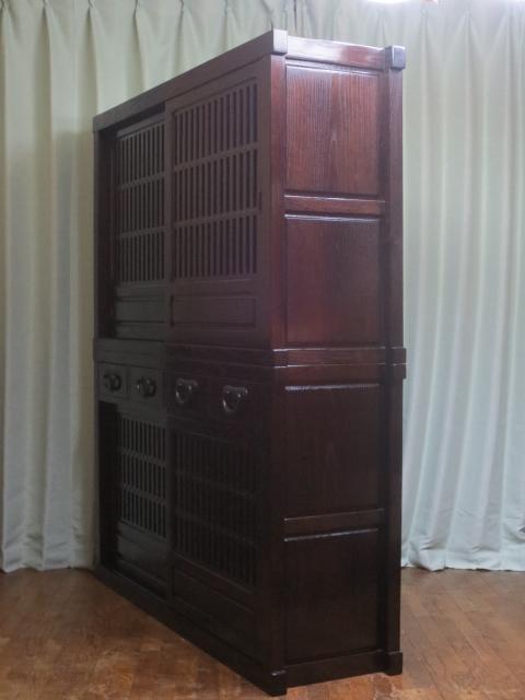 美品 博永家具【松尾 博昭】作 総無垢材 みざら戸 民芸 水屋箪笥