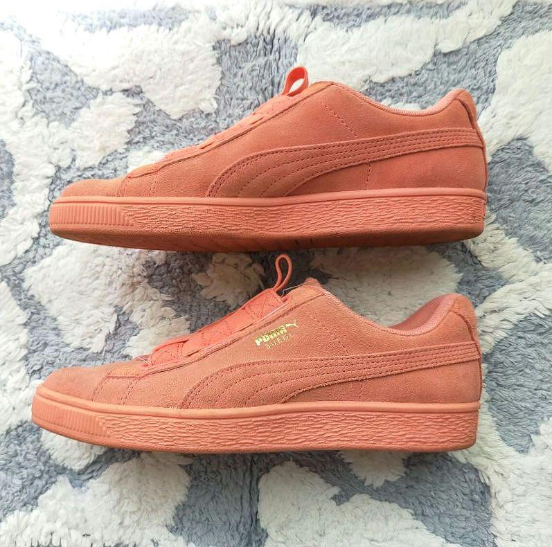 ☕PUMA/SUEDE☕ゴム/バンド/スニーカー/24★オレンジ/ピンク★運動靴 ☕PUMA/SUEDE☕ゴム/バンド/スニーカー/24☆オレンジ/ピンク