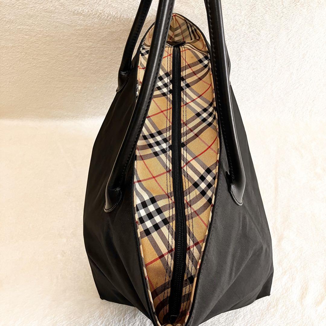 大容量 BURBERRY 舟形 ブラック トートバッグ ノバチェック