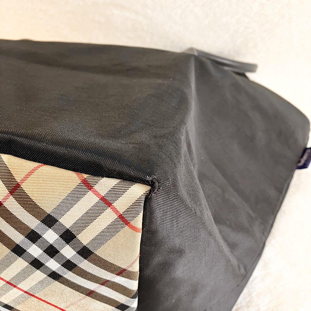 大容量 BURBERRY 舟形 ブラック トートバッグ ノバチェック