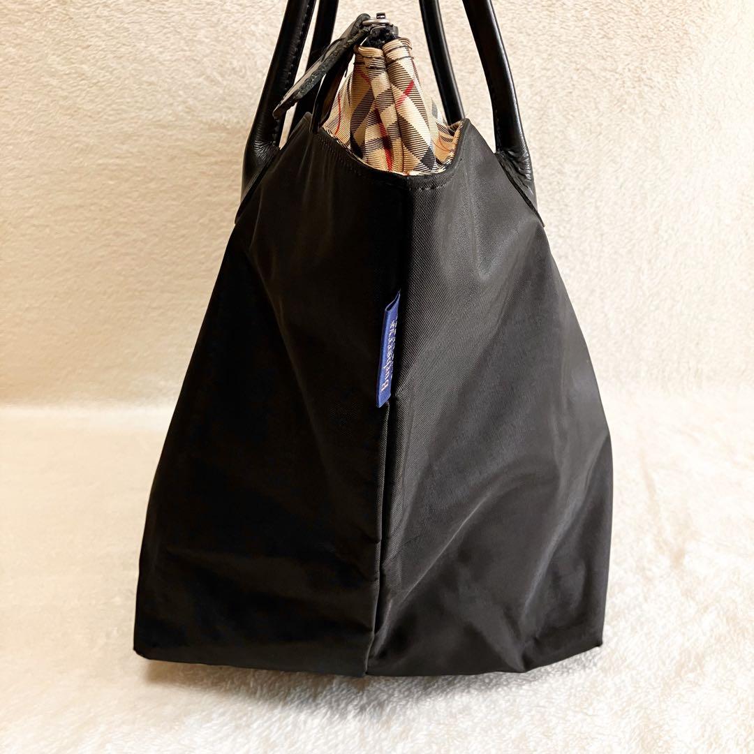 大容量 BURBERRY 舟形 ブラック トートバッグ ノバチェック