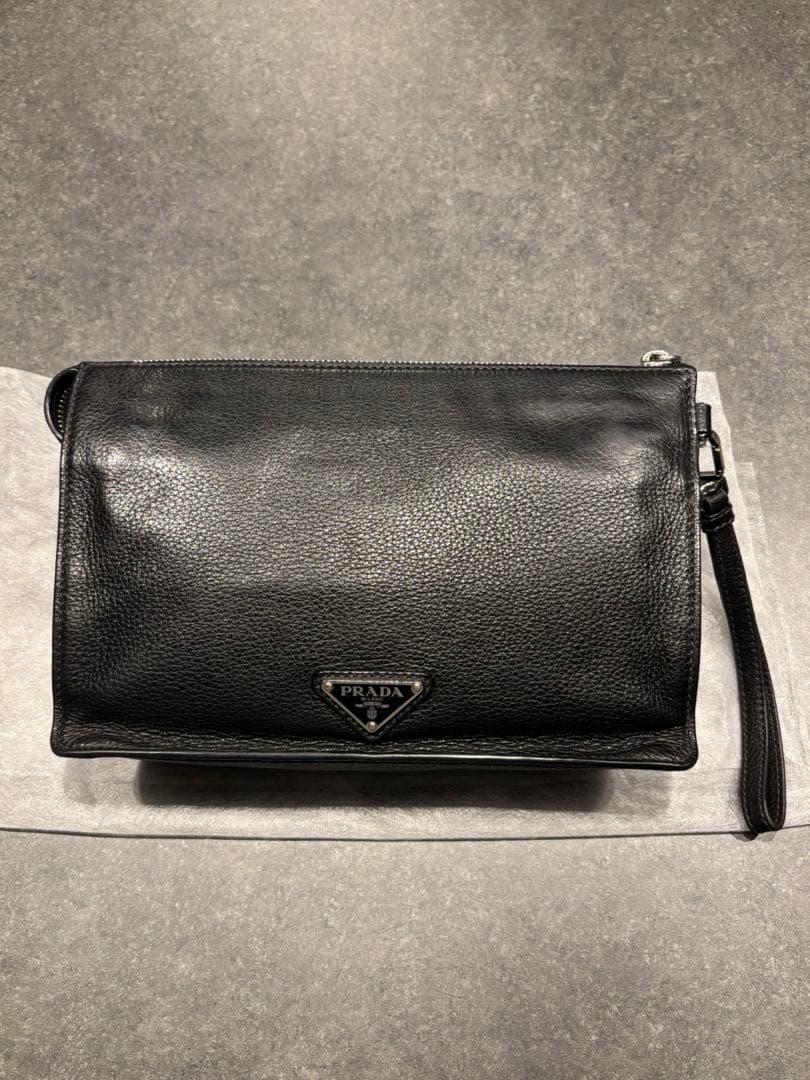 ICチップ内蔵 PRADA クラッチバック ブラック レザー