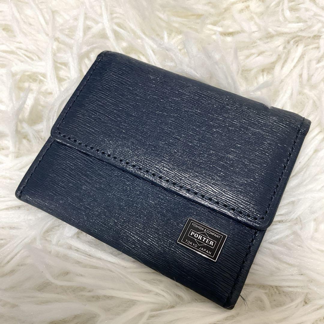 美品♪PORTER ポーター カレント コインケース レザー ネイビー