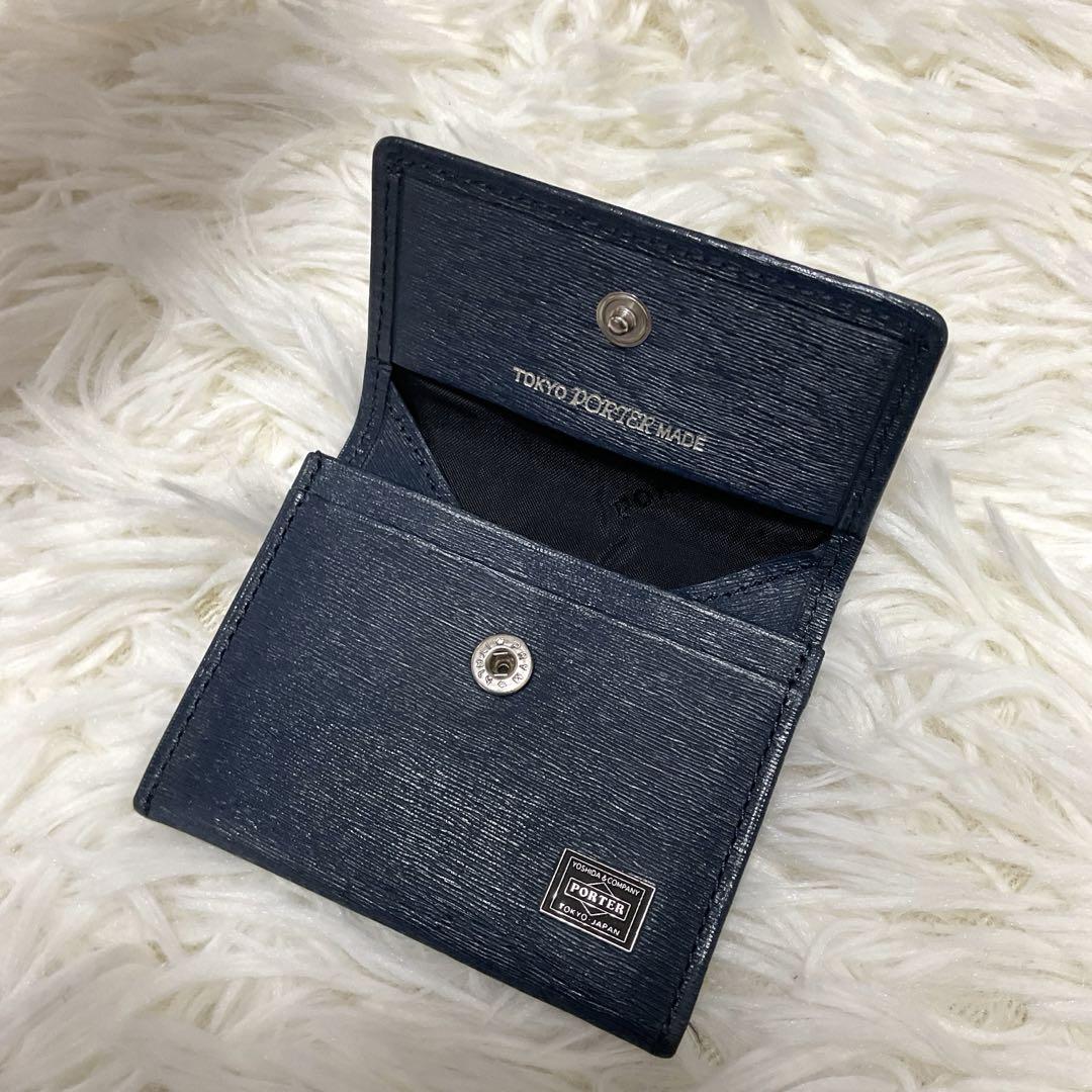 【現金特価】 美品♪PORTER ネイビー レザー コインケース カレント ポーター 小物