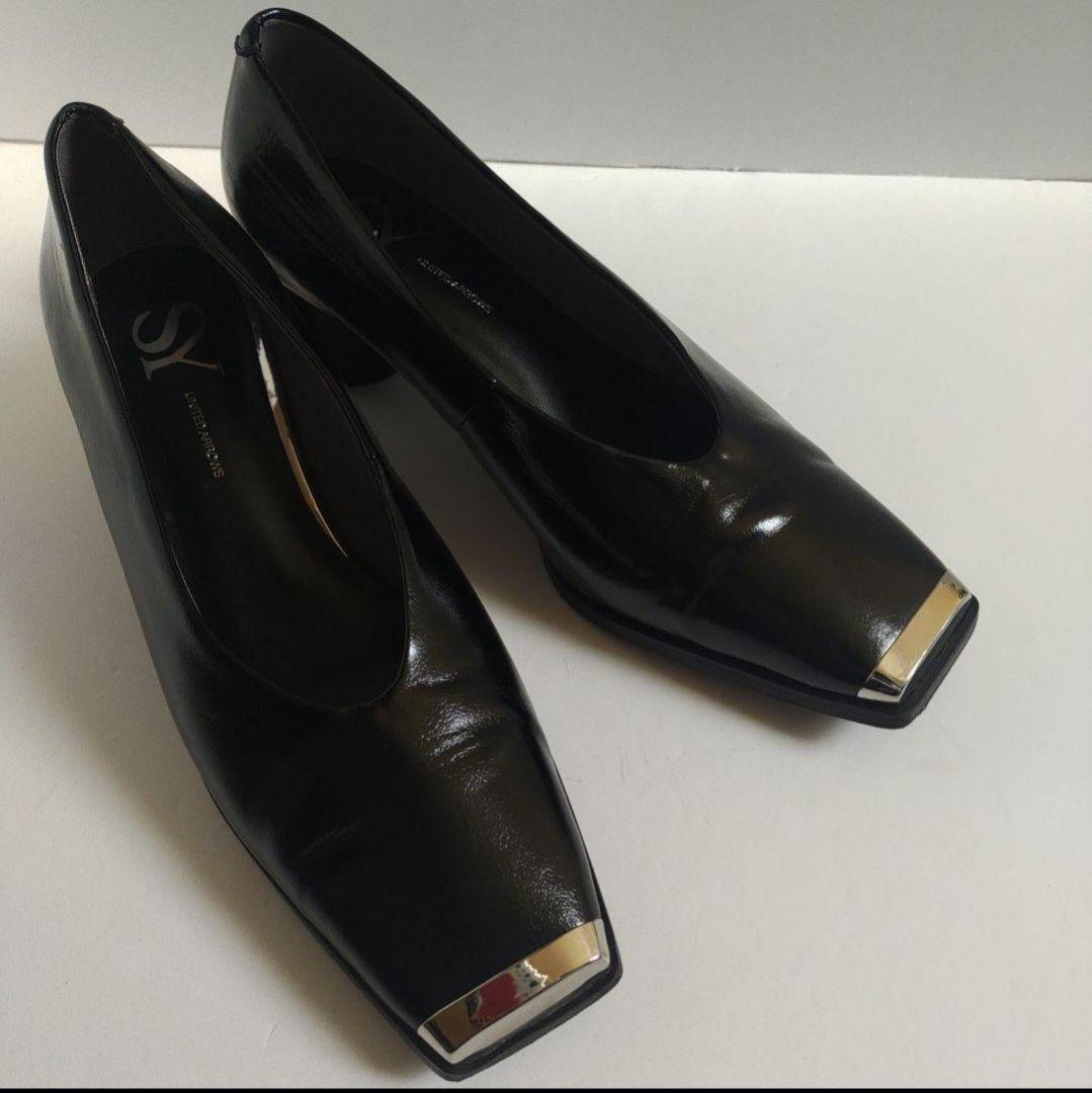 SY UNITED ARROWS　トゥキャップスクエアパンプス50　23cm　黒