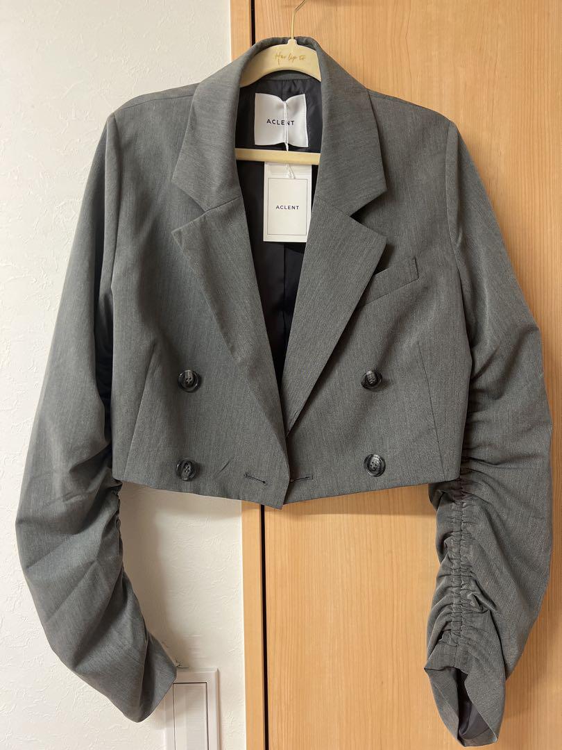 驚きの値段 sleeve Gather aclent cropped メルカリ - グレー jackets ジャケット・アウター