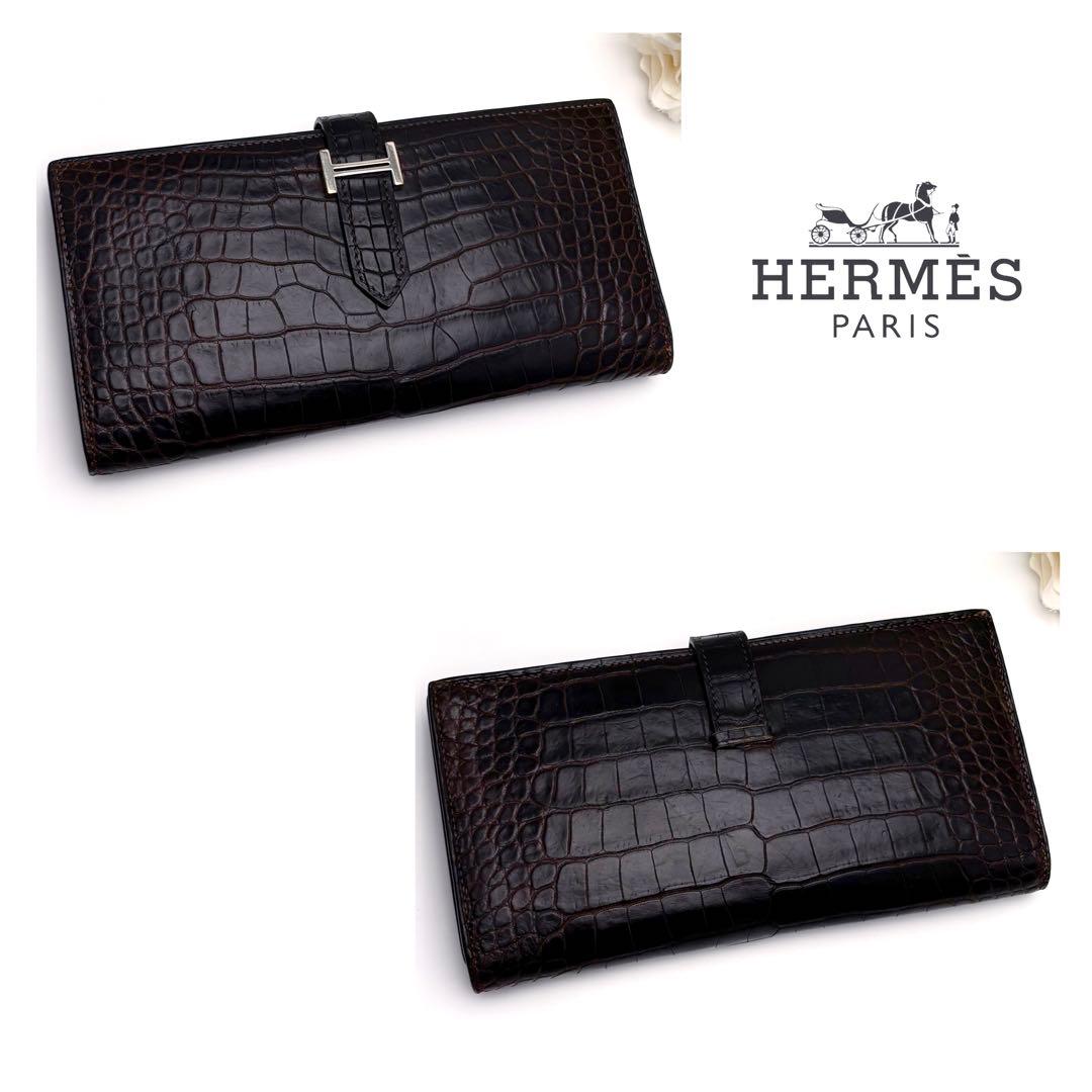 入手困難‼️HERMES べアン スフレ アリゲーター ブラウン マット 長財布