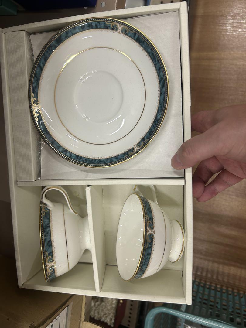 青色装飾のカップ2セット
