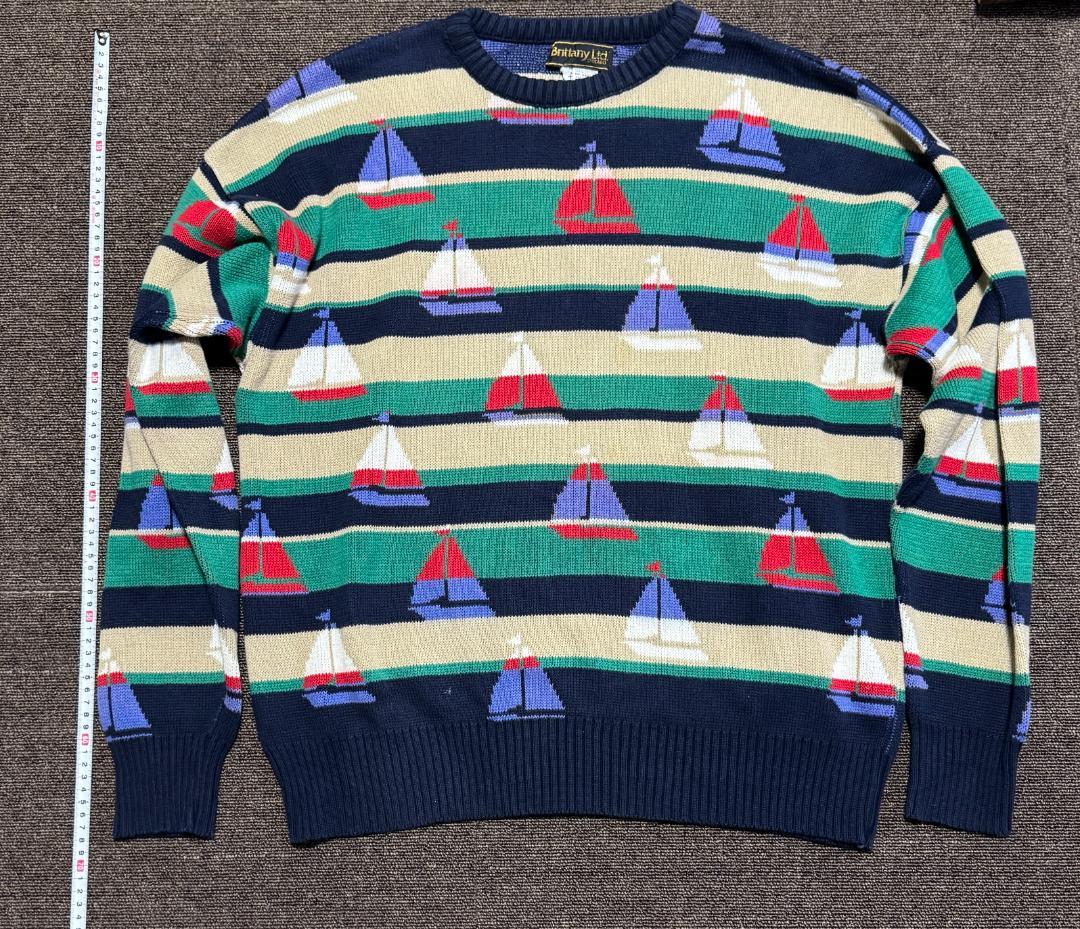 Brittany Ltd セーター ヨット柄 XL USA製