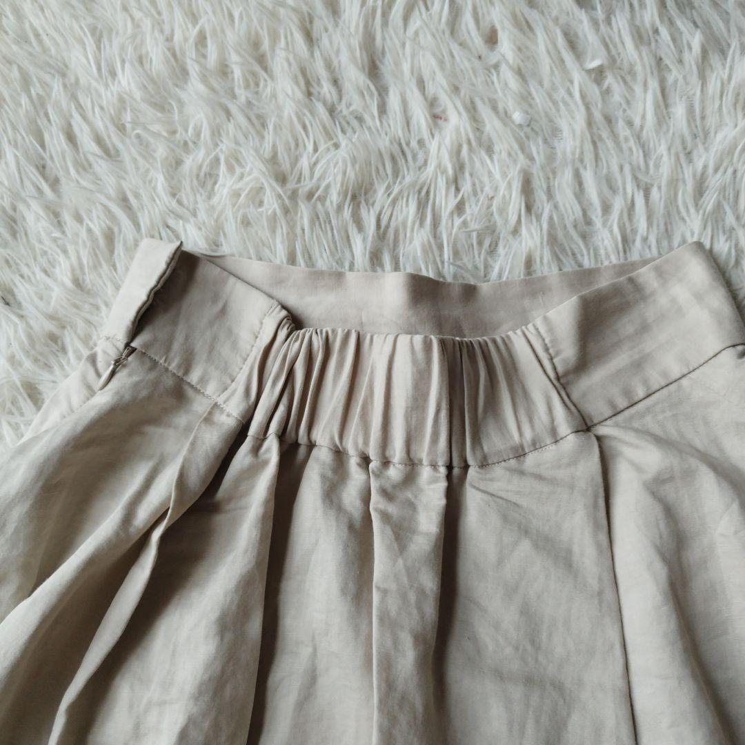 美品✨カオス リネン100% ロングフレアスカート タック ベージュ
