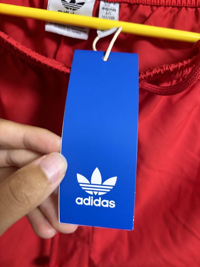 adidas 赤 3本ライン ワイドパンツ