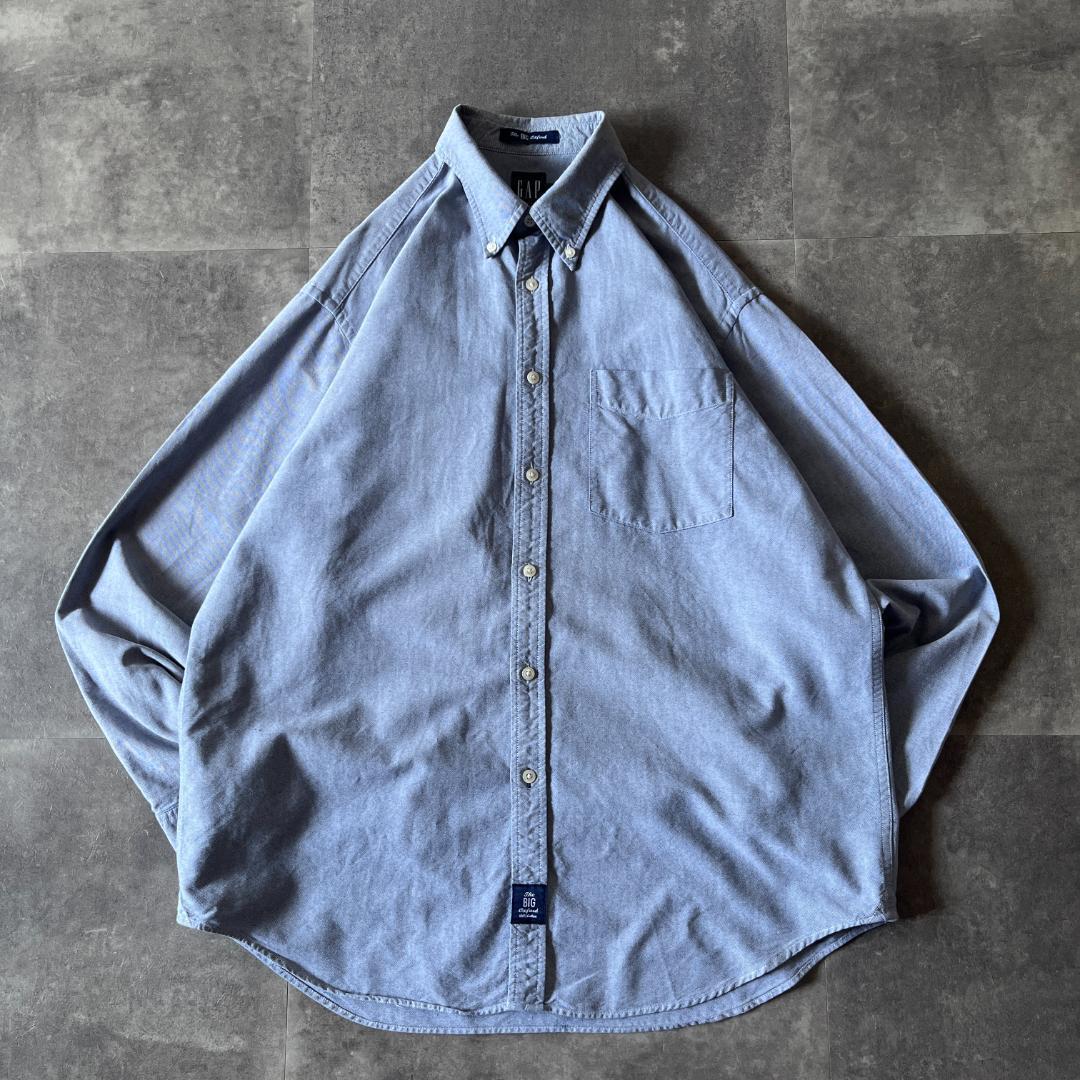 2000年製 OLD GAP オックスフォードBDシャツ 灰 L A488 無地L Gap