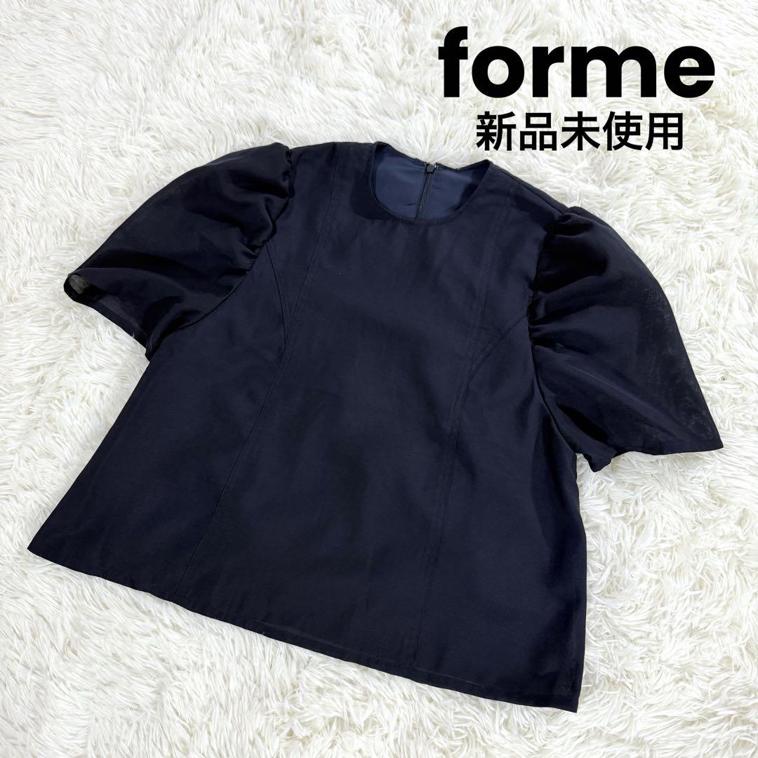 FORME 東原亜希　ネイビー 半袖 パフスリーブ ブラウス Mother FORME 東原亜希 パフスリーブ Tシャツ ネイビー - メルカリ