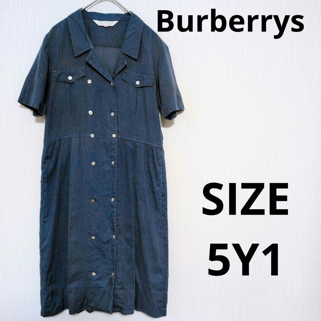 Burberrys ヴィンテージ 半袖 シャツワンピース リネン 麻混合 レトロ
