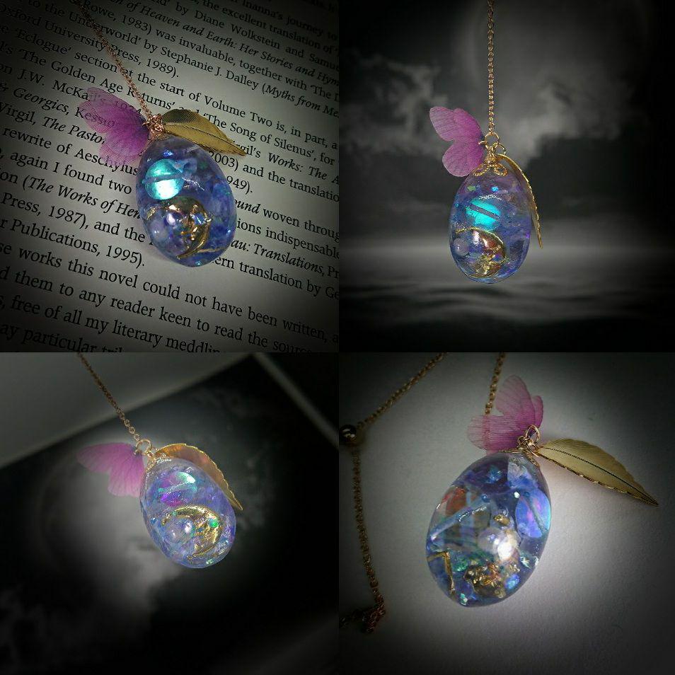 【人魚の卵】フローライト 異世界ムーン ファンタジー ネックレス ペンダント