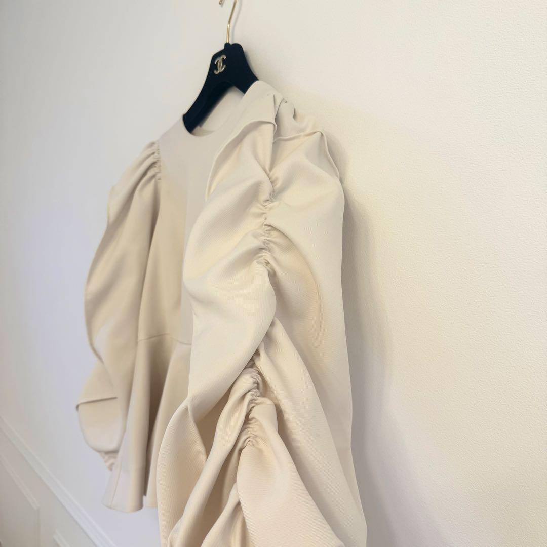 新品未使用タグ付き LANVIN en Bleu ウールカルゼフリルブラウス M 新品未使用タグ付き LANVIN en Bleu ウールカルゼフリルブラウス M