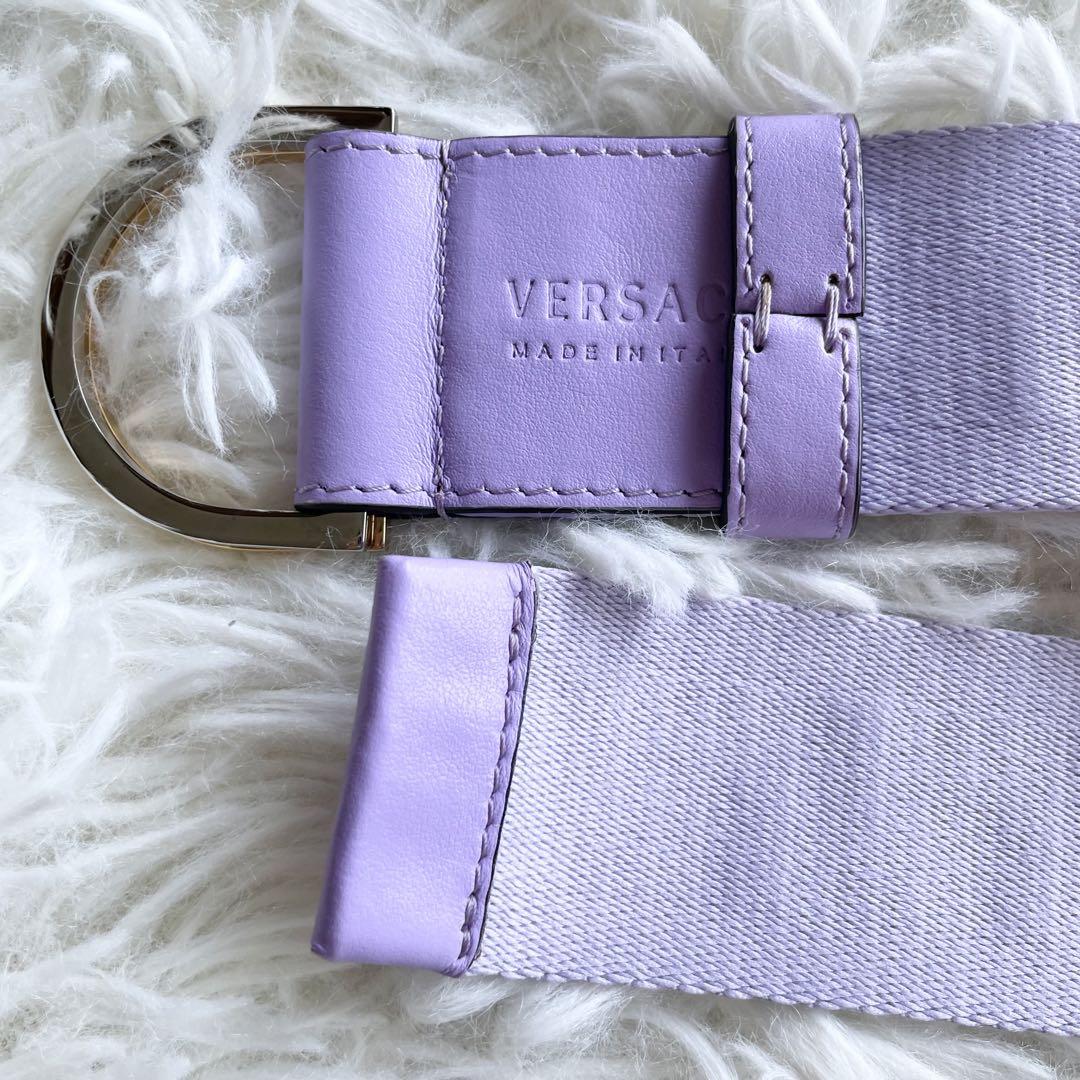極美品✨Versace ベルト メデューサ グレカ ゴールド金具 紫