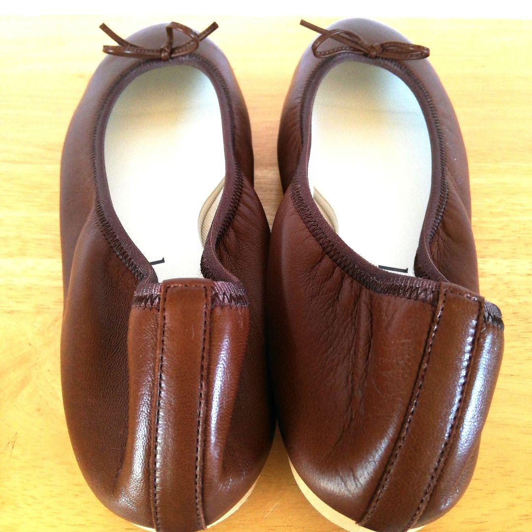 極美品◆Kurun バレエシューズ　軽量　大きいサイズ　26　ブラウン　日本製