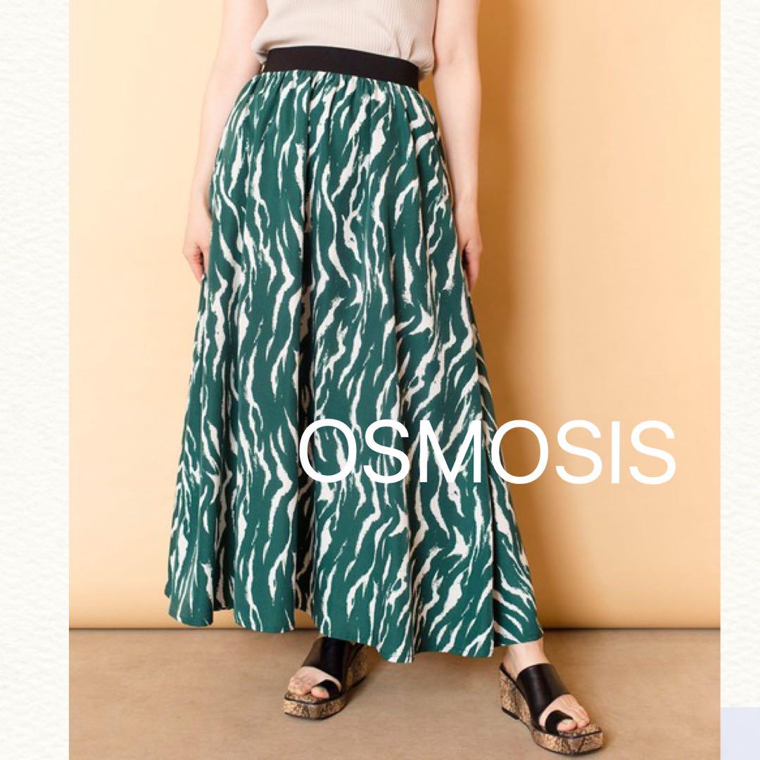 美品　OSMOSIS オズモーシス　プリントギャザースカート 春夏