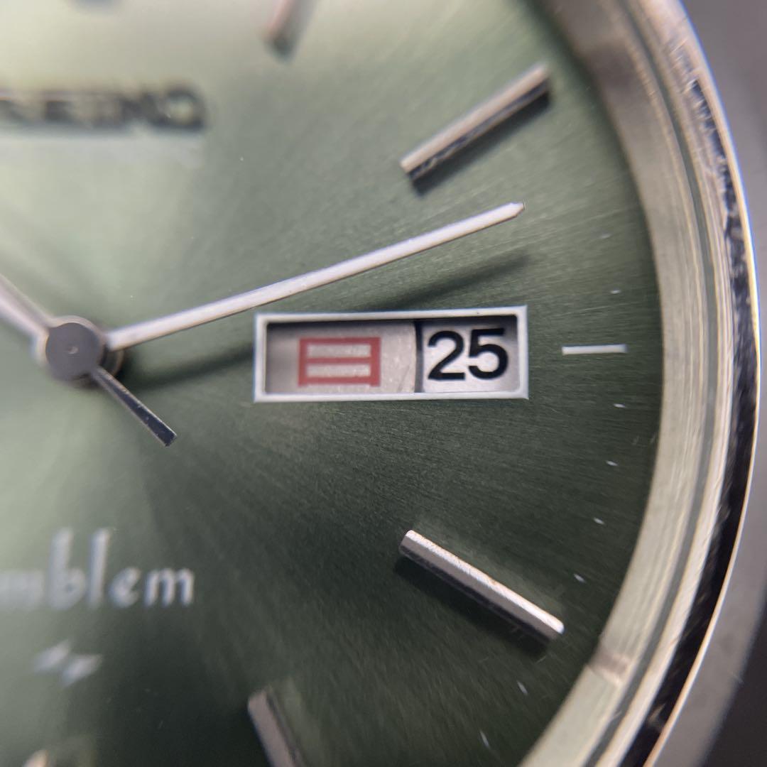 美品】SEIKO emblem 2409-0040 グリーン文字盤 自動巻き - メルカリ