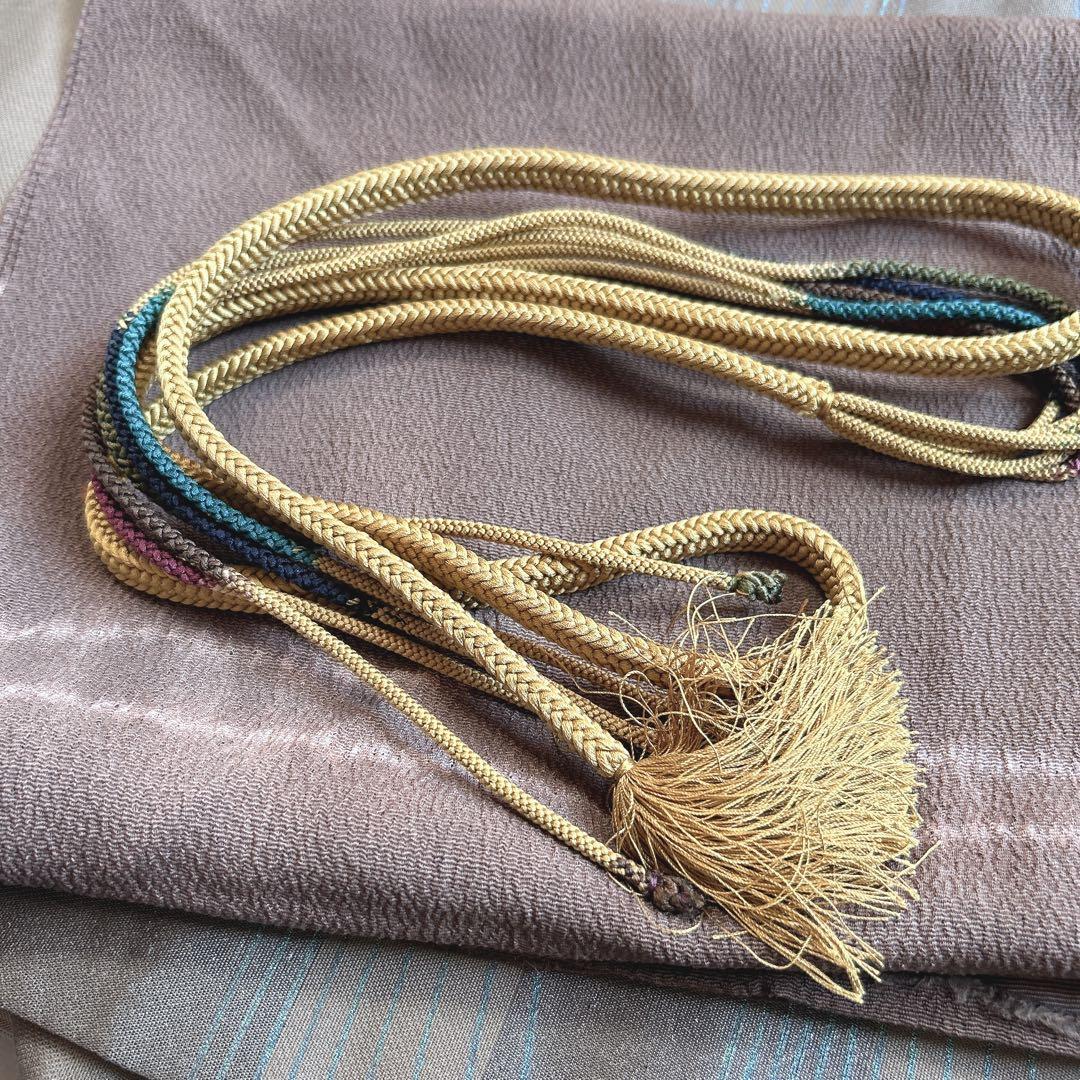 大島紬 縞模様 小紋 フルセット 着物 正絹 証紙 裄69cm しつけ糸付き