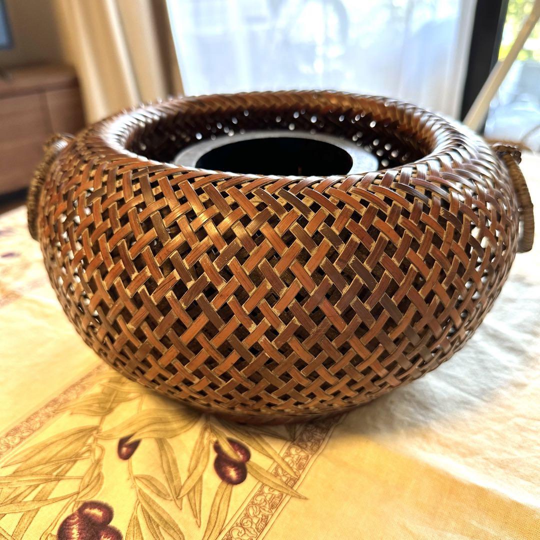 ⭐週末お値引き 竹籠 花入れ 大 楽天市場】〇【茶器/茶道具 竹籠花入（竹篭花入） 置用】 有馬籠