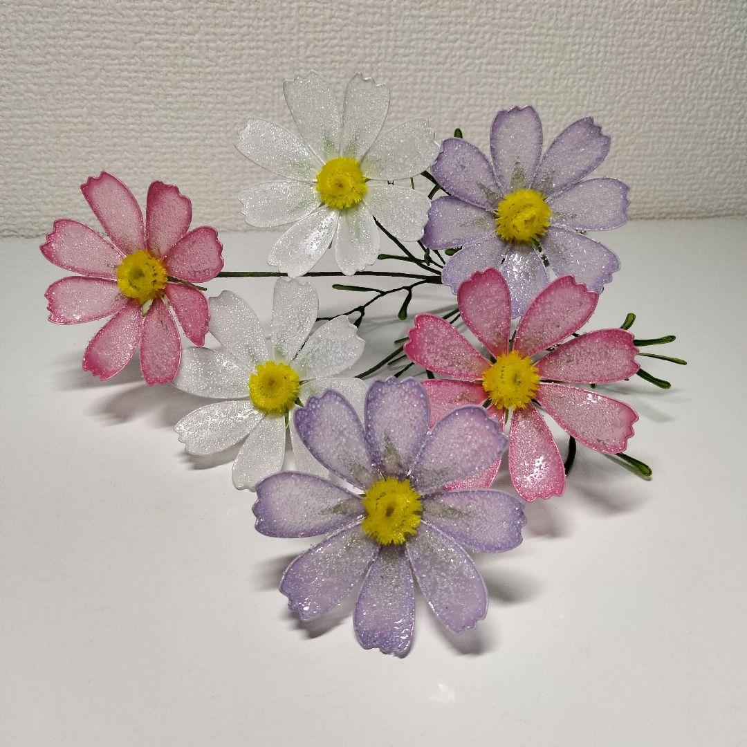 アメリカンフラワー、ディップフラワー(コスモスの花束と紫陽花）