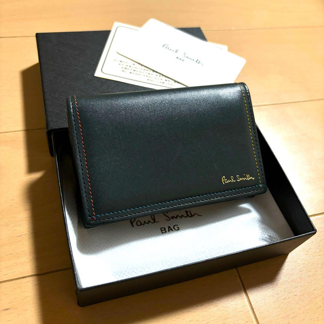 Paul Smith  名刺入れ　ブライトストライプステッチ　ほぼ未使用品　緑