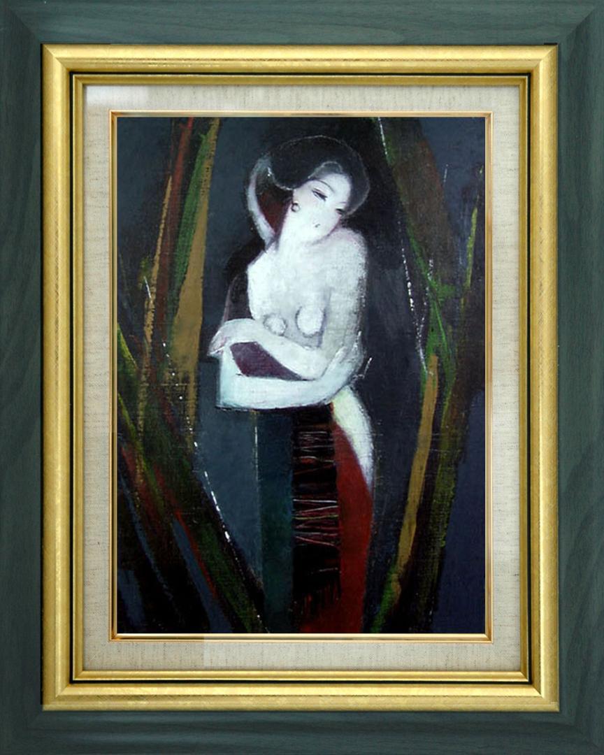 絵画 インテリア 額付 ( 黒) 油絵 F6-82023 人物 女性像