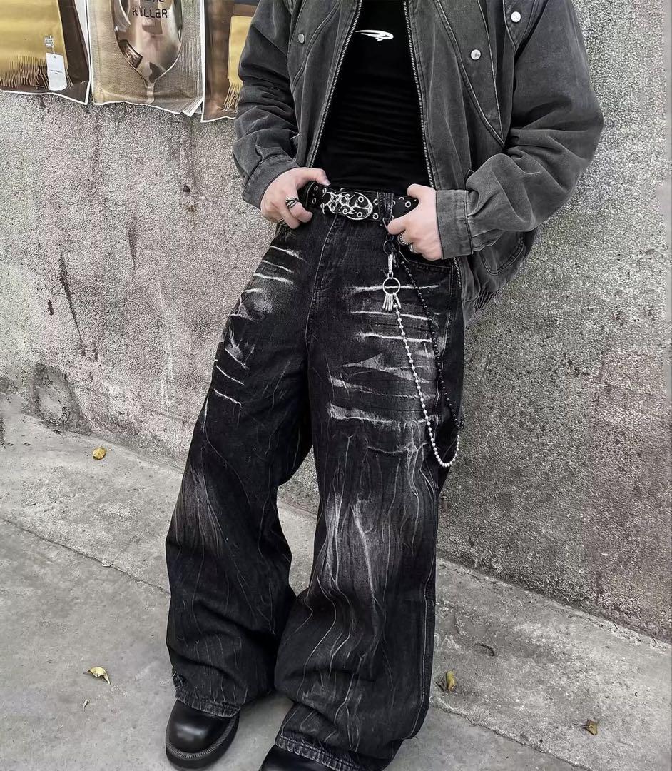 eluva black fade baggy denim pants