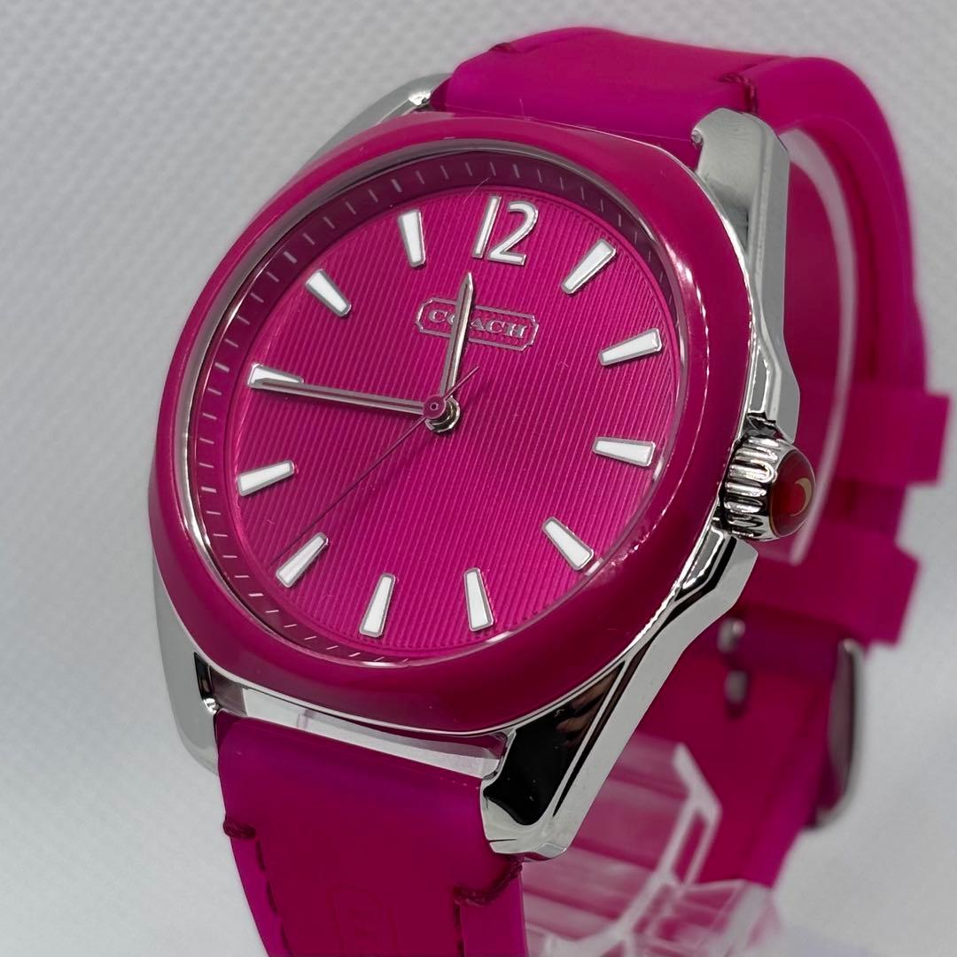 き COACH レディース 腕時計 ピンク シルバー 稼働品 電池