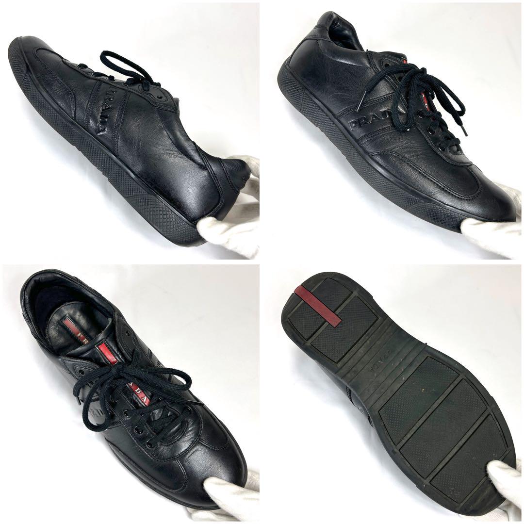 PRADA SPORT（プラダスポーツ）　スニーカー 24センチ PRADA SPORTS プラダスポーツ ロゴ入り レザースニーカー ブラック