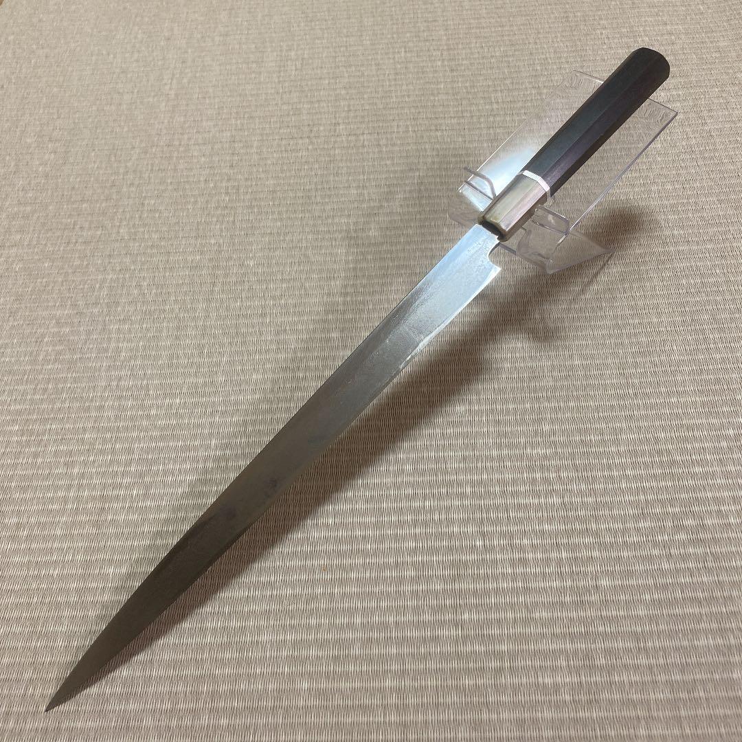 正本 本焼 柳刃 包丁 和包丁 白鋼 黒檀銀三巻八角柄 黒水牛 純