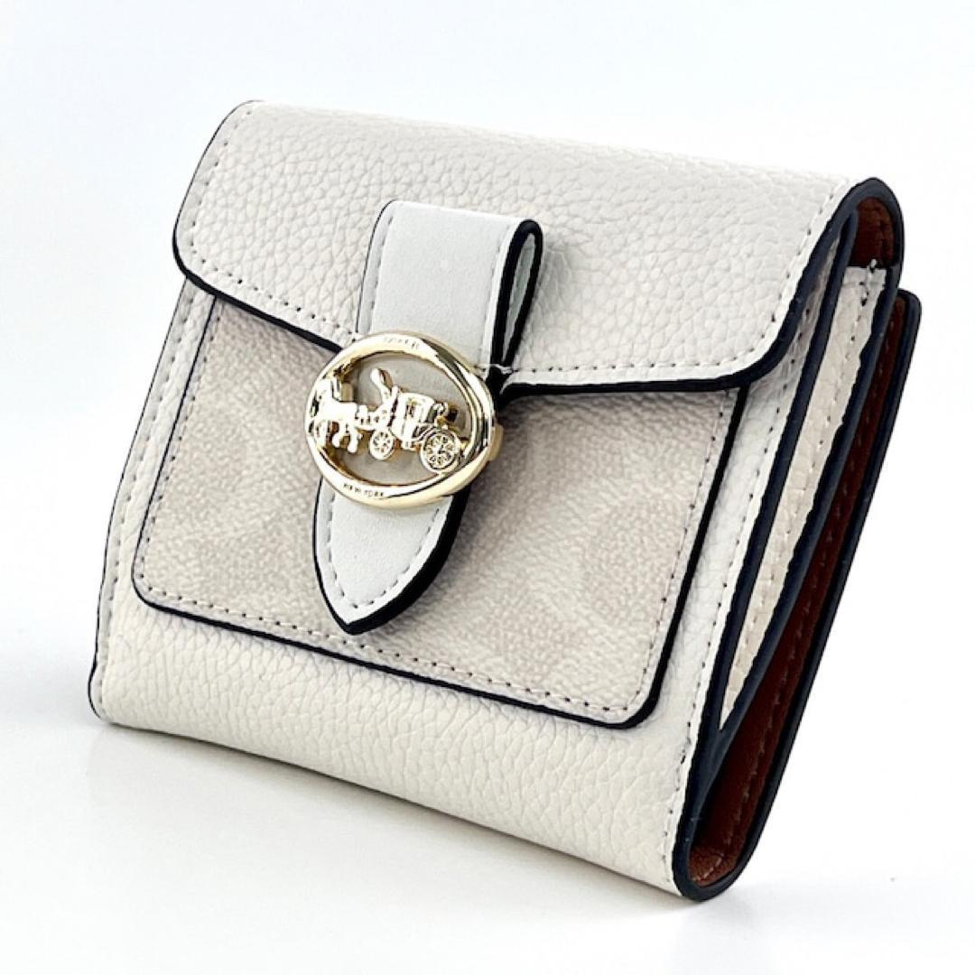 新品 COACH コーチ ミニ財布 二つ折り レディース ジョージー 白 新品 COACH コーチ 財布 二つ折り レディース ジョージー 白