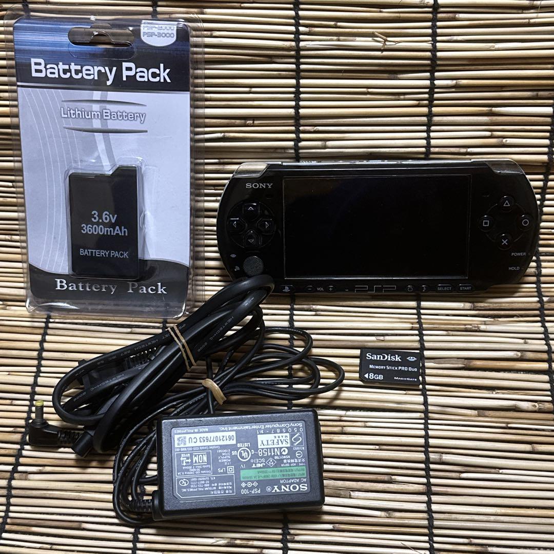 PSP 3000 ブラック 動作確認済み　ディスク読込異音あり バッテリー付き