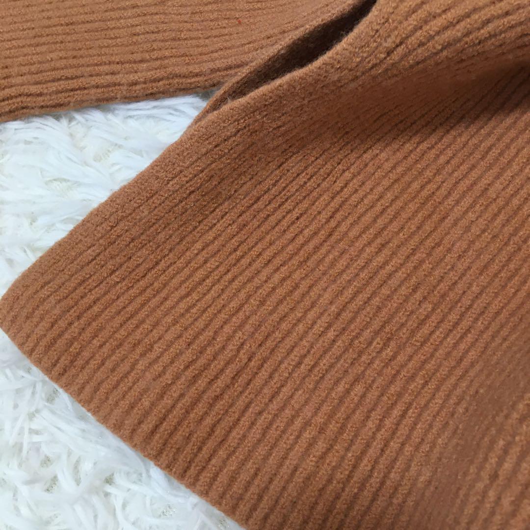 ミラオーウェン　ハイネックロングニット　オレンジ　オーバーサイズ　厚手ニット ミラオーウェン ハイネックロングニット オレンジ オーバー