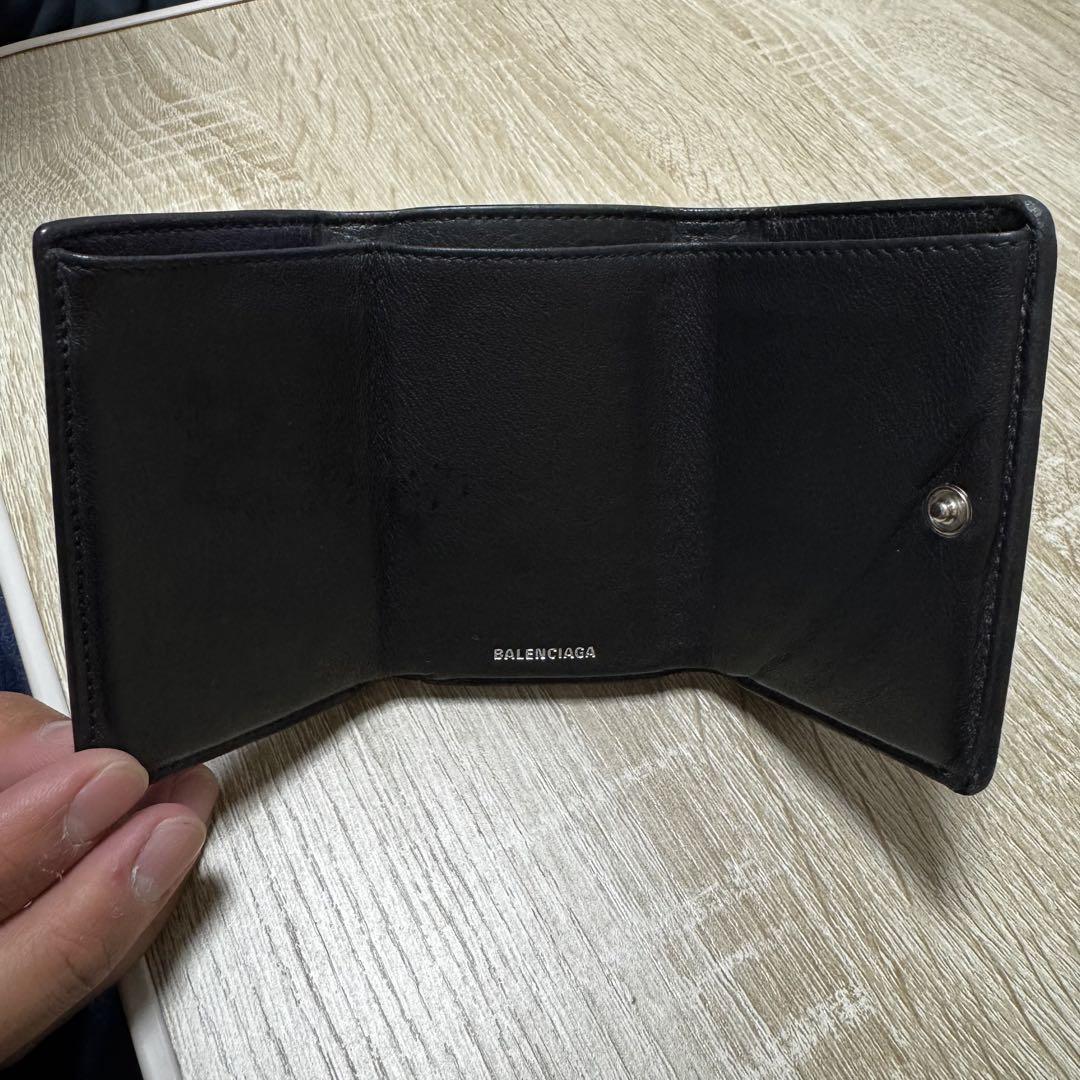 BALENCIAGA 黒 レザー 三つ折り財布