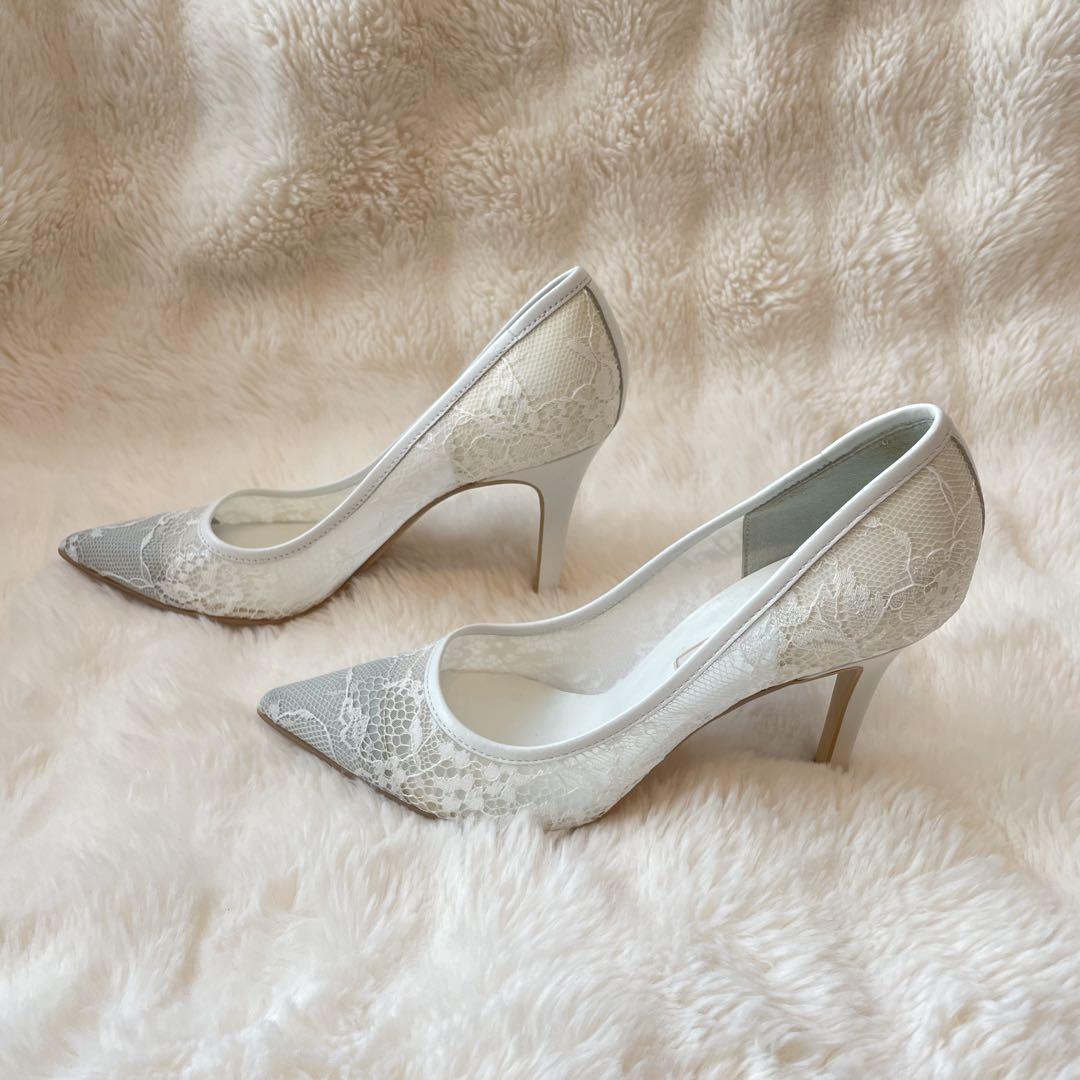 DIANA ダイアナ パンプス ホワイト レース 23 美品 上品 美脚