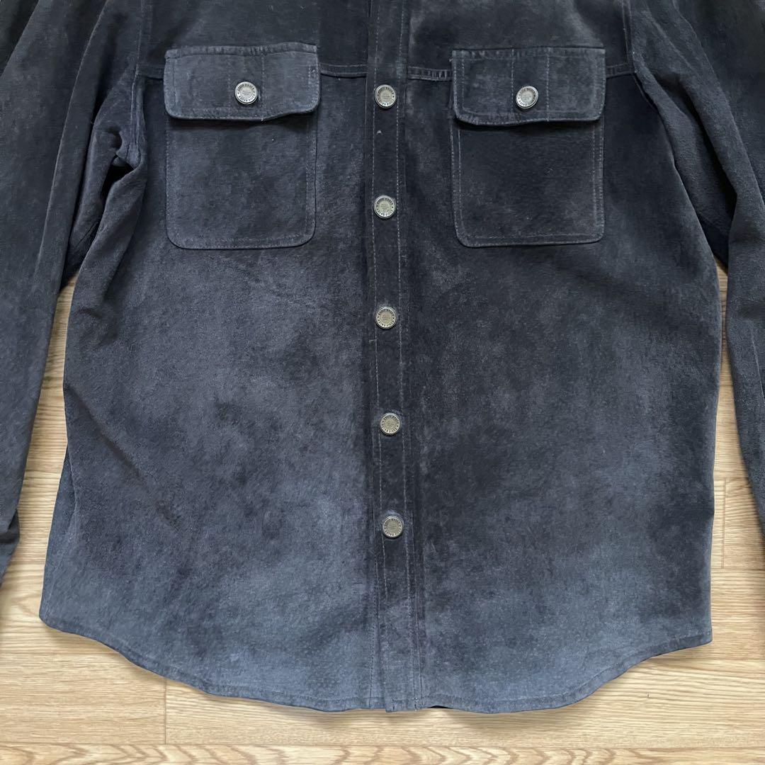 Eddie Bauer ピッグスエード レザーシャツ S ブラウン
