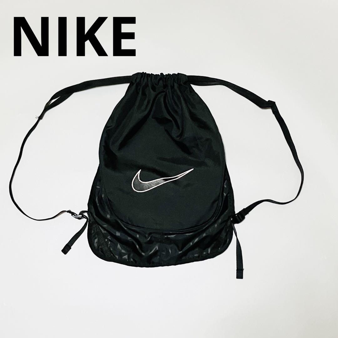 名作 希少レア】Y2K NIKE ナップサック ロゴ プリントブラック バッグ