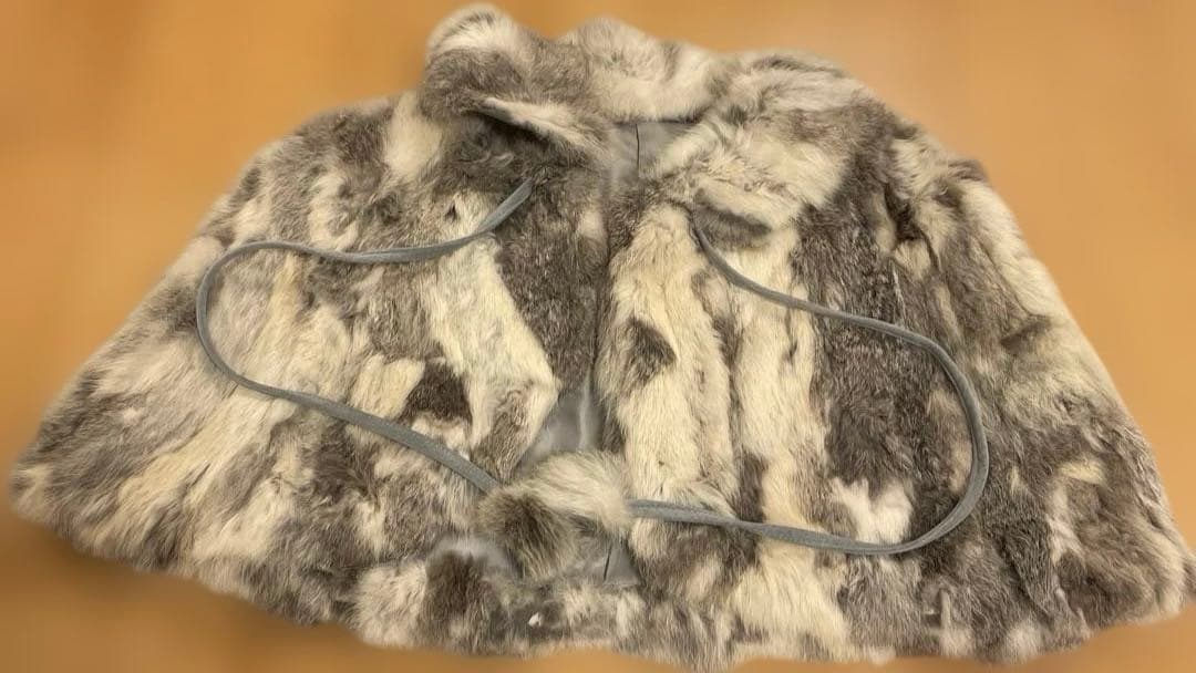 PHILLKINGTON ファー ポンチョ 白 グレー ふわふわ 毛皮 M