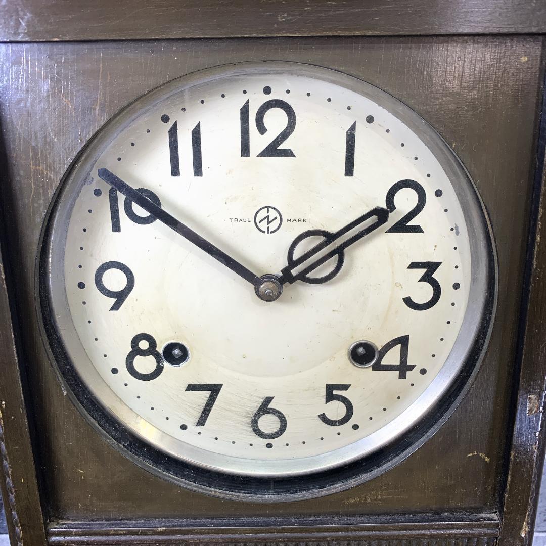 いいスタイル 1950年代当時品 TRADE 振り子時計 ネジ巻き柱時計 木製 MARK インテリア時計